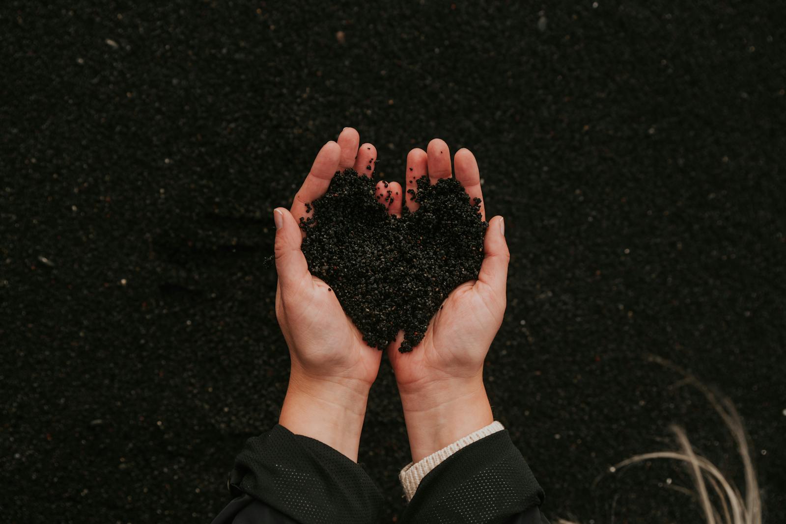 Black Soil Formed into a Shape of a Heart